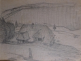 Foto 8: Rudolf Gudden (1863-1935): 7 x Blatt Landschafts- / Architektur-Entwürfe, Bleistift