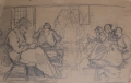 Rudolf Gudden (1863-1935): 8 x Blatt Genre-Zeichnungen / Arbeiter-Studien, Bleistift und Kohle