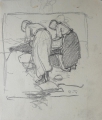 Foto 7: Rudolf Gudden (1863-1935): 8 x Blatt Genre-Zeichnungen / Arbeiter-Studien, Bleistift und Kohle