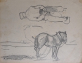Foto 2: Rudolf Gudden (1863-1935): 8 x Zeichenblätter mit Studien zu Feldarbeitern / Stallansichten, Bleistift und Kohle