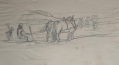 Foto 4: Rudolf Gudden (1863-1935): 8 x Zeichenblätter mit Studien zu Feldarbeitern / Stallansichten, Bleistift und Kohle