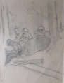 Foto 9: Rudolf Gudden (1863-1935): 7 x Blätter Genre-Zeichnungen, Skizzen zu Dengler / Melker beim Sägen, Bleistift