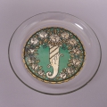 Max Eschle (1890-1979): Jugendstil Glas Schale / Teller, Hinterglasmalerei in Schwarzlot und Emaille, München