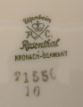 Foto 3: 19-teiliges Porzellan Speise-Service, von Bauer, Rosenthal & Co. - Kronach (Oberfranken), Marke 1938-1952
