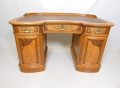 Foto 2: Nierenförmiger Jugendstil Schreibtisch, mit Armlehnstuhl, in Eiche, um 1900