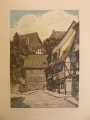 Kurt Mücke (1885-1940): Grafik - kolorierte Radierung, Wassertreppe in Nordhausen