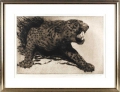 Foto 2: Kurt Mücke (1885-1940): Grafik - Radierung, Tierstudie - fauchender Leopard