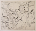 Dietrich Burger (* 1935): Graphik - Kaltnadelradierung, Titel "Aufbruch", datiert 1987