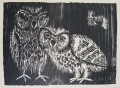 Walter Eglin (1895-1966): Graphik - Holzschnitt, "Eulen", Schweiz
