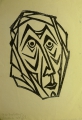 Max Eichler (1872-1947) attr.: Graphik - Holzschnitt, Maske - expressiver Kopf