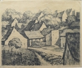 David Friedmann (1893-1980): Graphik - Kaltnadelradierung, Titel "Aus einer kleinen Stadt", datiert 1920