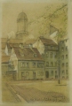 A. Getzlaff attr.: aquarellierte Zeichnung in Bleistift und farbiger Kreide, "Alt-Berlin Lüdenhof",  Anfang 20. Jahrhundert