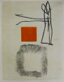 Eeva Hauss (* 1949): Graphik - Farblithographie, "Ohne Titel" - "Abstrakte Komposition", aus Graphik-Kalender Taborpresse von 1992