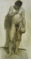 Carl Horn (1874-1945): 4 Handzeichnungen, in Kohle und Bleistift, Männer-Akte, datiert 1894