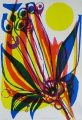 Inge Husemann (* 1937): Graphik - Siebdruck, "Blüte mit Insekt", datiert 1972