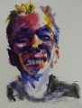 Foto 1: Carsten Jacobsen (* 1963): Aquarell und Lithographie, Künstler-Selbstporträt, Vorstudie für Tabor-Kalender 1994