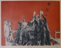 Peter Schnürpel (* 1941): Graphik - Farbradierung, Titel "Tanz", von 1979, Umkreis Leipziger Schule