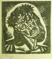 Foto 1: O. Lawrenz: 2 Graphiken - Linolschnitte, Christus und Jäger, datiert 1917