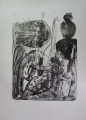 Foto 1: Walter Libuda (* 1950): Graphik - Lithographie, Ohne Titel - Abstrahierte Komposition mit Figur, Druck Taborpresse Berlin 1990