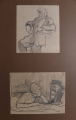 Rudolf Gudden (1863-1935): 7 x Blatt / mit 9 Zeichnungen, in Bleistift, holländische Sujets, Gemäldevorstudie "Alpenhornbläser", Arbeiterentwürfe