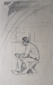 Foto 8: Rudolf Gudden (1863-1935): 7 x Blatt / mit 9 Zeichnungen, in Bleistift, holländische Sujets, Gemäldevorstudie Alpenhornbläser, Arbeiterentwürfe