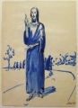 Monogrammist "O.W.": Tuschezeichnung, "Jesus", datiert 1931