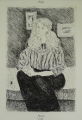 Gabriele Mucchi (1899-2002): Graphik - Radierung, "sitzende Frau mit gefalteten Händen", datiert 1989, Vertreter des italienischen "Realismo"