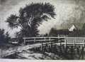 Werner Rathmann (1882-1950): Graphik - Radierung, "Dorfbrücke", datiert 1920