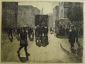 Robert Risager (* 1922): Graphik - Radierung, "Straßenszene", Dänemark, datiert 1947