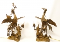 Foto 1: Pendants figürliche asiatische Tischlampen, wohl China, Ende 19. / Anfang 20. Jahrhundert, in Bronze, Kranich-Plastik