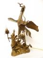 Foto 2: Pendants figürliche asiatische Tischlampen, wohl China, Ende 19. / Anfang 20. Jahrhundert, in Bronze, Kranich-Plastik