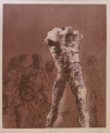 Peter Schnürpel (* 1941): Graphik - Farbradierung, "für Rodin", Torso-Darstellung "Schreitender", Umkreis Leipziger Schule, 1978/79
