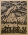 Eberhard Tacke (1903-1989): Graphik - Radierung, "Christus über der Stadt", datiert 1956