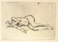Carl Timner (* 1933): Graphik - Radierung, "Liegender Frauenakt", datiert 1983