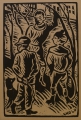 Max Unold (1885-1964): Graphik - Holzschnitt, "Knaben im Hof", datiert 1925, "Neue Sachlichkeit"