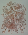 Toon Wegner (* 1926): Graphik - Holzschnitt, Werktitel "Gnome", Druck von 1990
