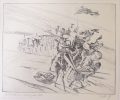 Winfried Wolk (* 1941): Graphik - Radierung, Titel "Gesellschaft, von Wind gebeutelt", datiert 1987