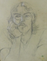 Francis Zeischegg (* 1956): Zeichnung - Bleistift mit Weißhöhung, "Porträt Peter Ouart", datiert 1982