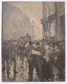 Foto 1: Martin Hönemann (1858-1937): Graphik - Druck, Berliner Straßenszenerie, nach Gemäldevorlage von 1889