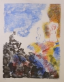 Hans Vent (* 1934): Graphik - Farblithographie, "Strand mit Felsen" - Badende, datiert 1979