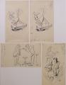 Foto 1: Wilhelm Hövener (1903-1978): 35 Blatt Zeichnungen auf 7 Bögen, Comics / Cartoons als Entwürfe für Zeitung Kurier, datiert 1946 / 1949