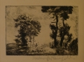 Unbekannt: signierte Graphik - Radierung, Landschaft mit Schafhirte, Anfang 20. Jahrhundert