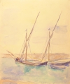 Heinrich Sussmann (1904-1986): 9er Satz Zeichnungen - Aquarelle, Tusche, Kreide, Fettstift, Segelboote, Tänzer, Masken, Vegetation