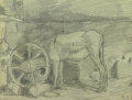 Foto 2: Rudolf Gudden (1863-1935): 2 Bleistift-Zeichnungen, Tier-Studien, Ziegen und Esel in Stall, Künstler-Monogramm