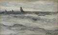 Hendrik Willem Mesdag (1831-1915): Aquarell-Zeichnung, Seestück mit Segelbooten, Niederlande