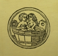 Unbekannt: Graphik - Holzschnitt, Exlibris, Frauen beim Bad in Zuber, wohl 17./18. Jahrhundert