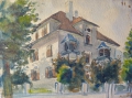 Foto 1: B. Leubn attr.: Aquarell-Zeichnung, Villa, erste Hälfte 20. Jahrhundert