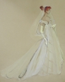 Foto 1: Annemarie Strupat: 5 Aquarelle, Brautkleider-Entwürfe, Mitte 20. Jahrhundert