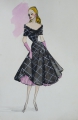 Foto 1: Annemarie Strupat: 9 Aquarelle, Entwürfe 50er Jahre Mode, Frauenkleidung Sommer-Frühling, Mitte 20. Jahrhundert