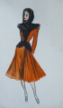 Foto 1: Annemarie Strupat: 9 Aquarelle auf 7 Blättern, Entwürfe für Mode 50er Jahre, Frauenkleidung Herbst-Winter, Mitte 20. Jahrhundert